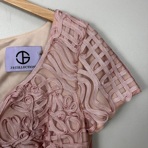 JS Collections Pink Soutache Embroider Sheath Dress 8 M Medium - Picture 6 of 10